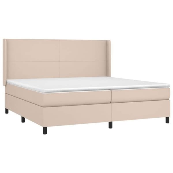 Maison Exclusive - Sengebund med lameller madras LED Cappuccino 200x200 cm