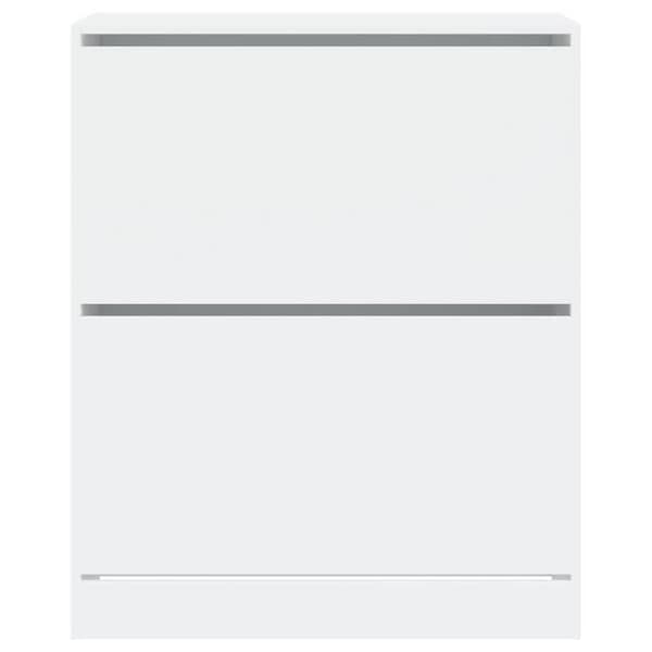 Skoark - EKSKLUSIV HUS - 80x34x96,5 cm - Ingeniørtræ - Hvid - 2 klaplåger Vit
