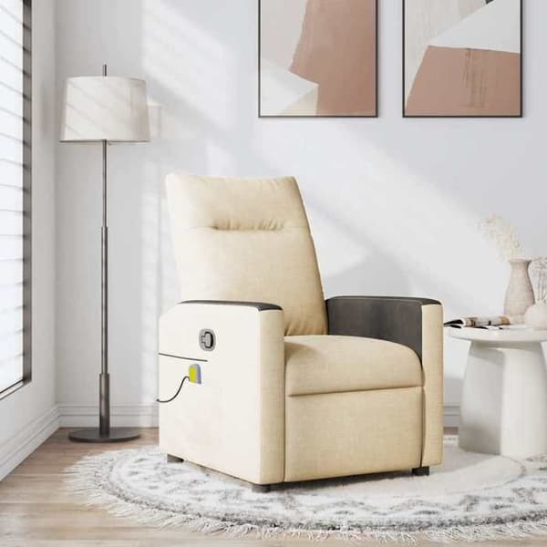 Maison Exclusive - Lænestol med massagefunktion, justerbar, Creme Stof
