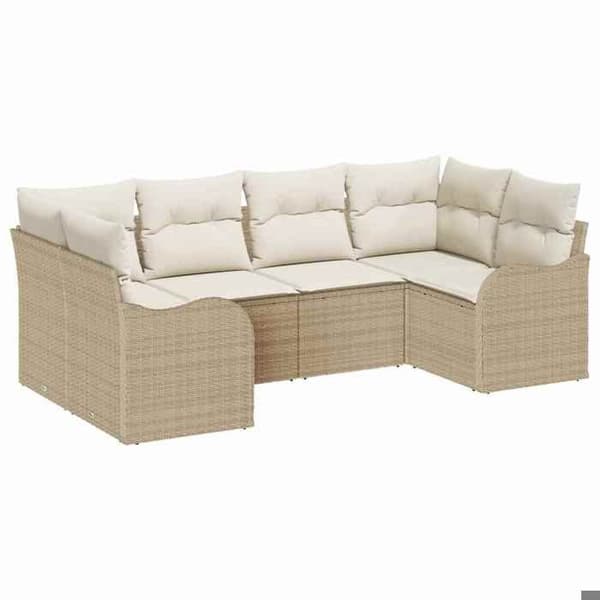 Trädgårdsmöbelset - EXKLUSIV HEM - Modern trädgårdsoffgrupp - 6 delar - Beige polyrotin - Modulär, UV-skyddad beige