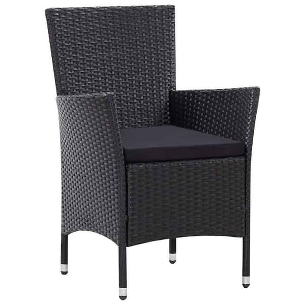 Maison Exclusive - Utomhus matgrupp 9 delar Flätad resin Svart