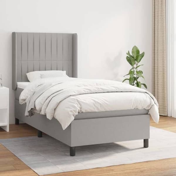 Maison Exclusive - Seng med lameller og madras Lys grå 80x200 cm Stof