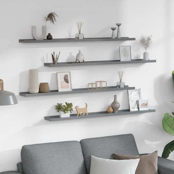 Maison Exclusive - Seinähyllyt 4 kpl Harmaa 100x9x3 cm Grå