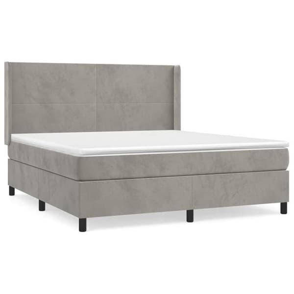 Maison Exclusive - Seng solid bund med socker og madras Grå 160x200cm Velour