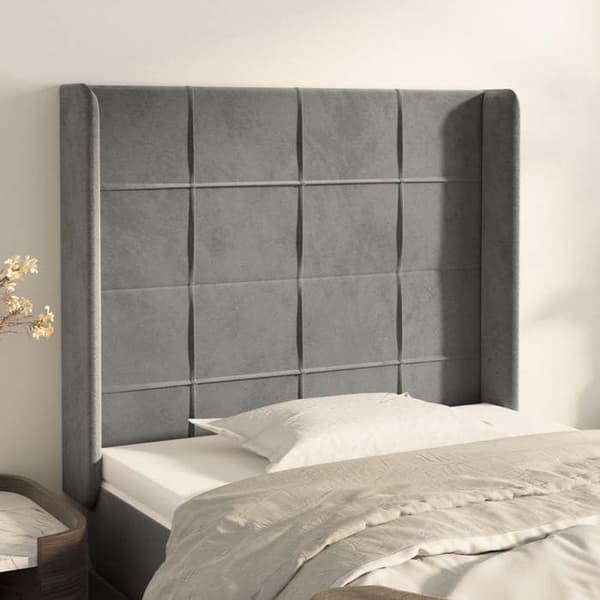 Maison Exclusive - Pääty, jossa korvat, Vaaleanharmaa 83x16x118/128 cm Sametti ljusgrått