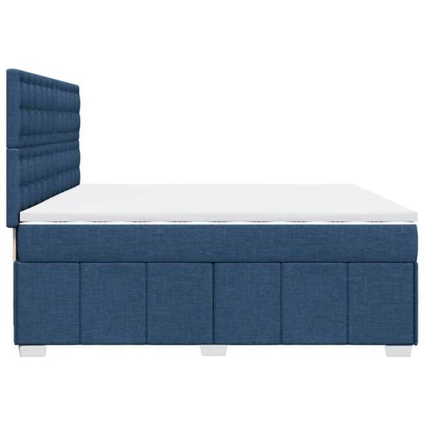 Maison Exclusive - Sengebund med lameller og madras Blå 200x200 cm Stof