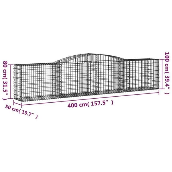 Maison Exclusive - Båge av gabionkorgar 400x50x80/100 cm Galvaniserat stål silver-