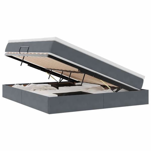 Sängram med madrass - EXKLUSIV HEM - Maison Exclusive - 180 x 200 cm - Mörkgrå sammet - Hydraulisk förvaring Mörkgrå