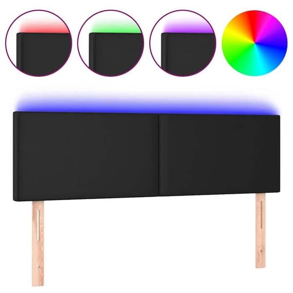 Maison Exclusive - LED Hovedgærde Sort 144x5x78/88 cm Syntetisk læder
