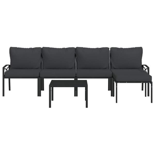Maison Exclusive - Havegruppe 6 stk med grå stål puder
