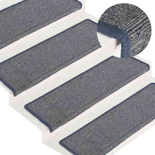 Maison Exclusive - Trappmatta 30 delar 65 x 21 x 4 cm Ljusgrå och blå Rektangulär kant
