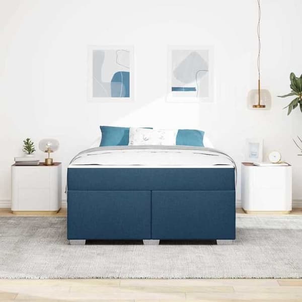Maison Exclusive - Sängram med madrass Blå 160 x 200 cm tyg Blå
