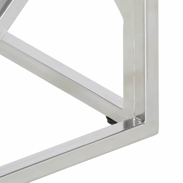 Bord - EKSKLUSIV HUS - 80 cm - Rustfrit stål - Tempereret glasplade - Sølvfarvet Silver