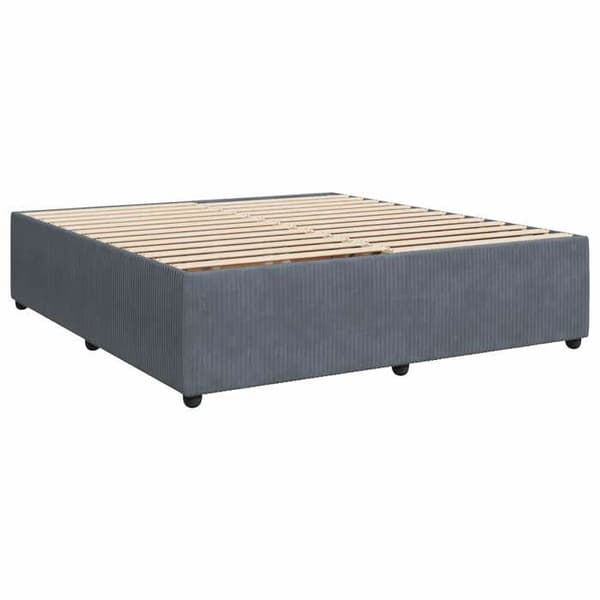 Ljust boxspring - MAISON EXCLUSIVE - 200 x 200 cm - Mörkgrå sammet - Justerbar huvudgavel - Mediumfast madrass Mörkgrå