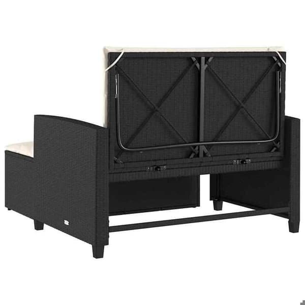 Maison Exclusive - Trädgårdsoffa med kuddar 2 platser svart flätad resin