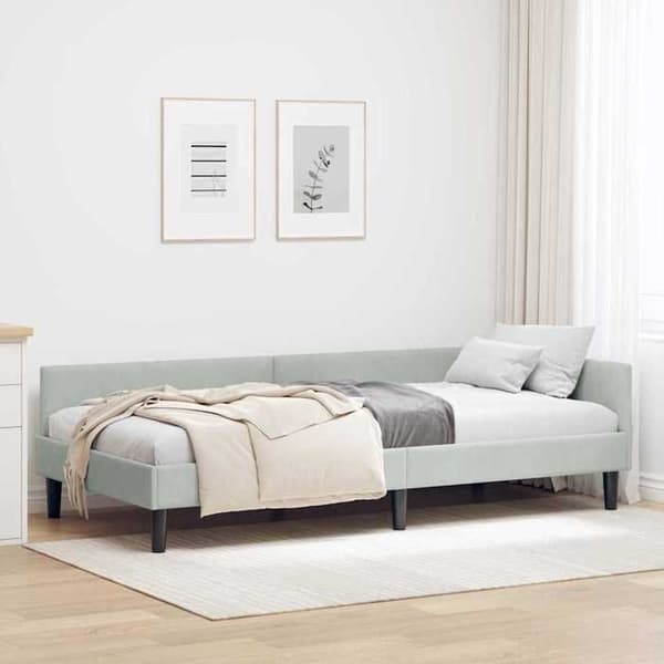 Maison Exclusive - Vaaleanharmaa kulmasänky 90 cm x 190 cm Sametti