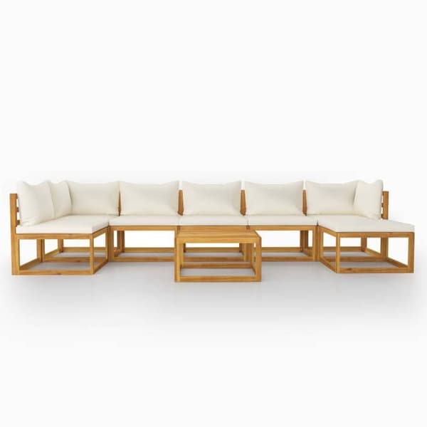 Maison Exclusive - Trädgårdsmöbler 8 delar med kuddar Creme Solid akaciaträ