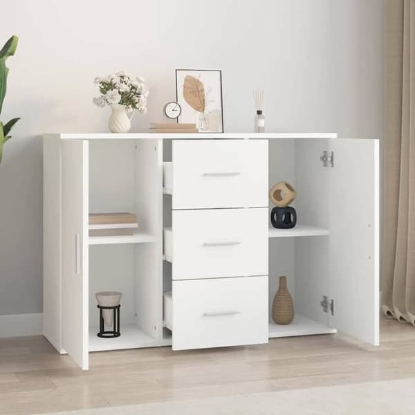 Maison Exclusive - Vit buffé 91x29,5x65 cm ingenjörsträ