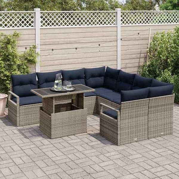 Maison Exclusive - 9-delars trädgårdsoff-set 8-sits