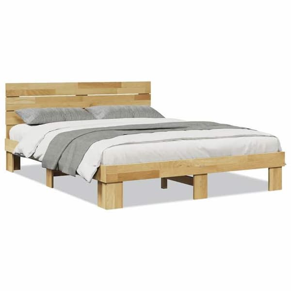Sengestel - EKSKLUSIV HUS - 135 x 190 cm - Massivt egetræ - Inkluderet lamelbund - Opbevaring under seng