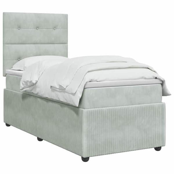 Maison Exclusive - Boxspring-sänky vaaleanharmaalla samettipatjalla Ljusgrått
