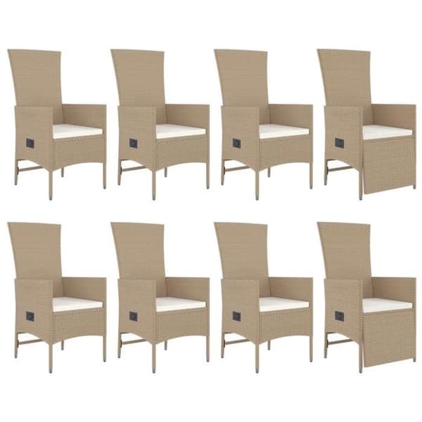 Maison Exclusive - Puutarhakalusteryhmä ja tyynyt 9 kpl beige Polyrottinki