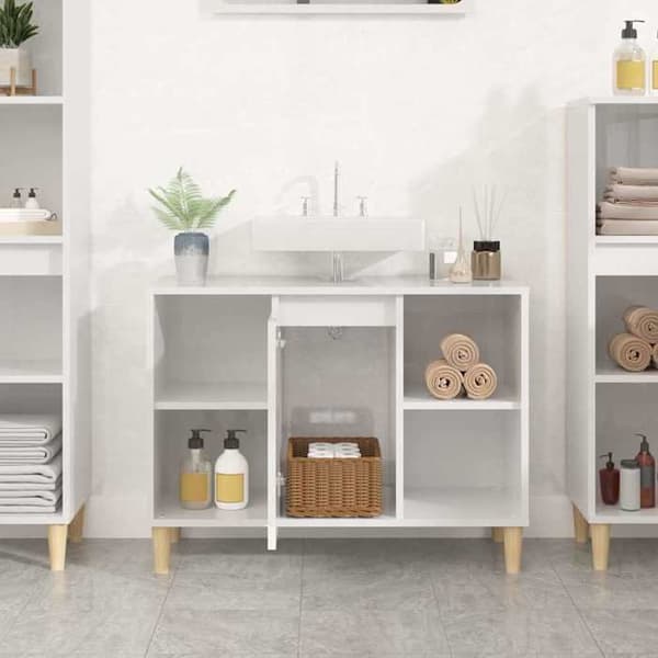 Maison Exclusive - Blank vit diskbänk 80x33x60 cm ingenjörsträ