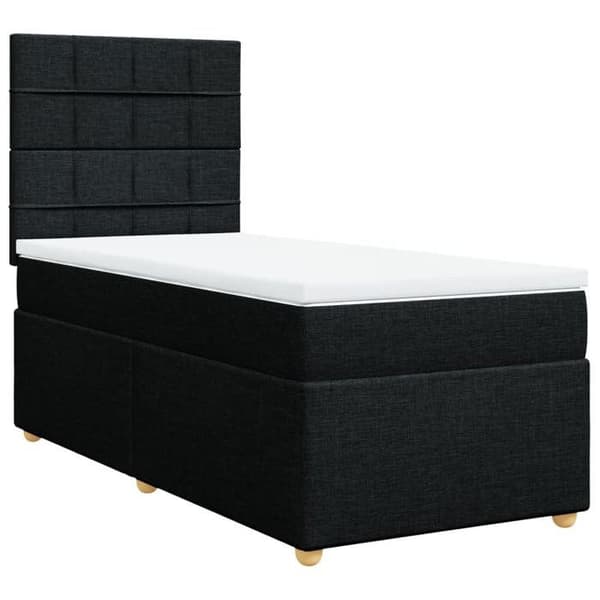 Maison Exclusive - Seng med lamelbund og madras Sort 90x200 cm Stof