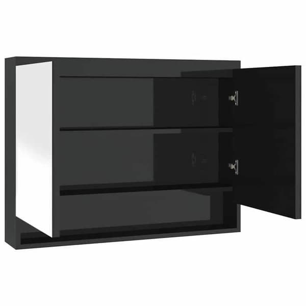 Maison Exclusive - Badeværelsesspejlskab 80x15x60 cm MDF Sort højglans