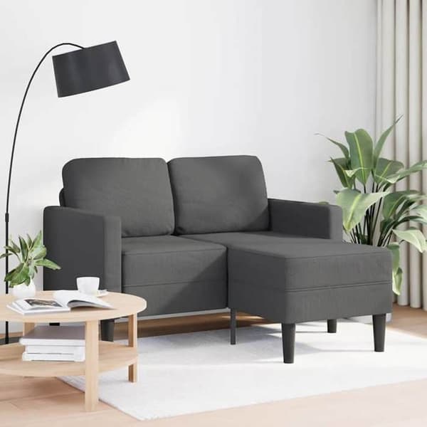 Maison Exclusive - 2-sitssoffa med L-formad divan i mörkgrå 125 cm linne