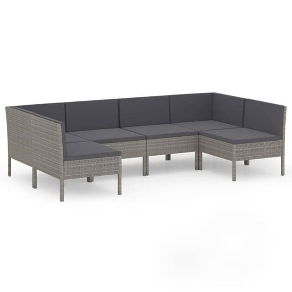 Maison Exclusive - Trädgårdsmöbler 6 delar med kuddar i grå flätad resin