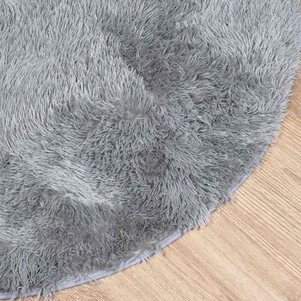 Tæppe - EKSKLUSIVT HUS - NAVARRA - Polyester - 120x120 cm - Lys grå skridsikker ljusgrått
