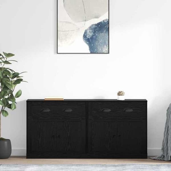 Maison Exclusive - Buffeter 2 stk Sort eg 70 x 35,5 x 67,5 cm Ingeniørtræ svart ek