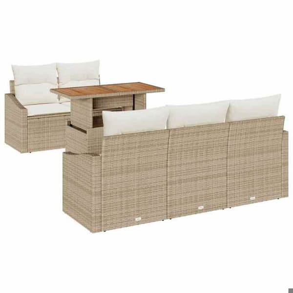 Trädgårdsmöbler - EXKLUSIVT HUS - 6 delar - Beige - Polyrotting - Modulär beige