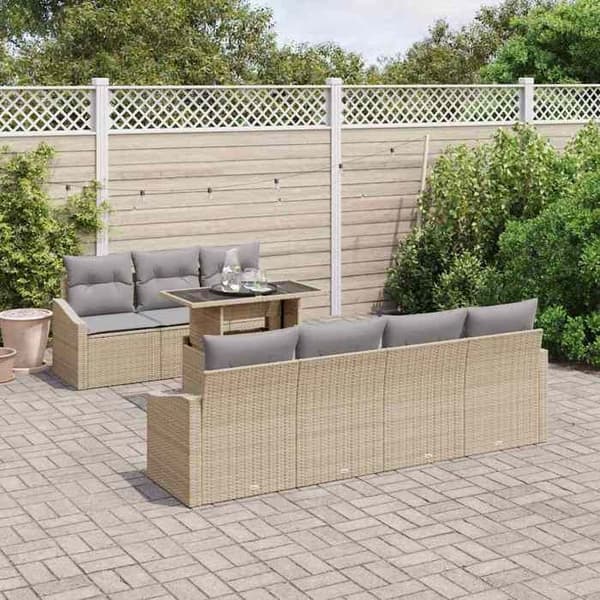 Maison Exclusive - 8 osan beige polyrottinkinen puutarhakalustesetti