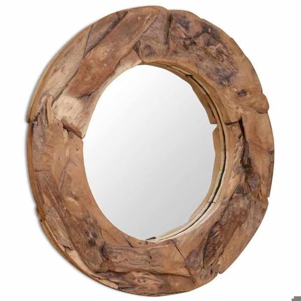 Maison Exclusive - Teakpuu koristepeili 80 cm Pyöreä brun