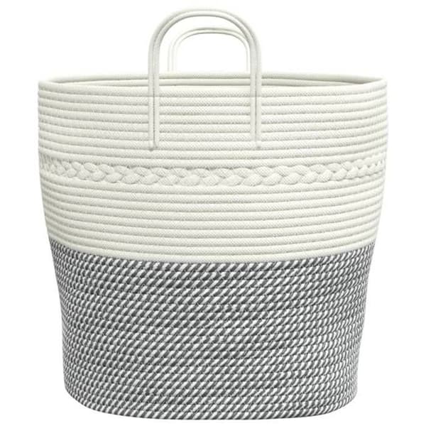 Maison Exclusive - Förvaringskorg grå och vit Ø43x38 cm bomull grått och vitt