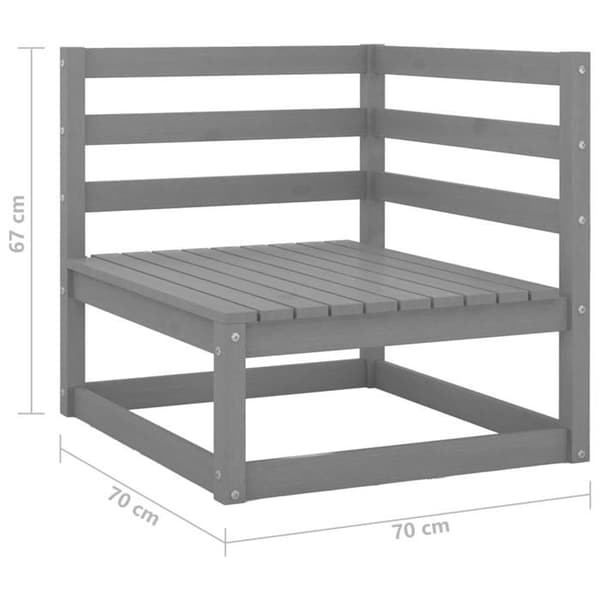Havemøbel - Modulær - Massiv fyr - Grå - 70x70x67 cm grå
