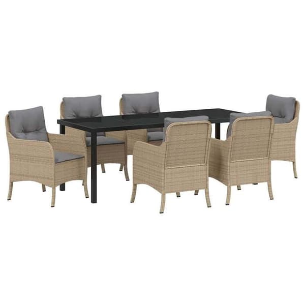 Maison Exclusive - 7 pc spisestue sæt til haven i beige polyrotin beige
