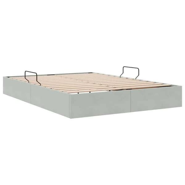 Ottoman sengestel - EKSKLUSIV HUS - 140 x 200 cm - Lys grå - Velour - Hydraulisk opbevaring Ljusgrått