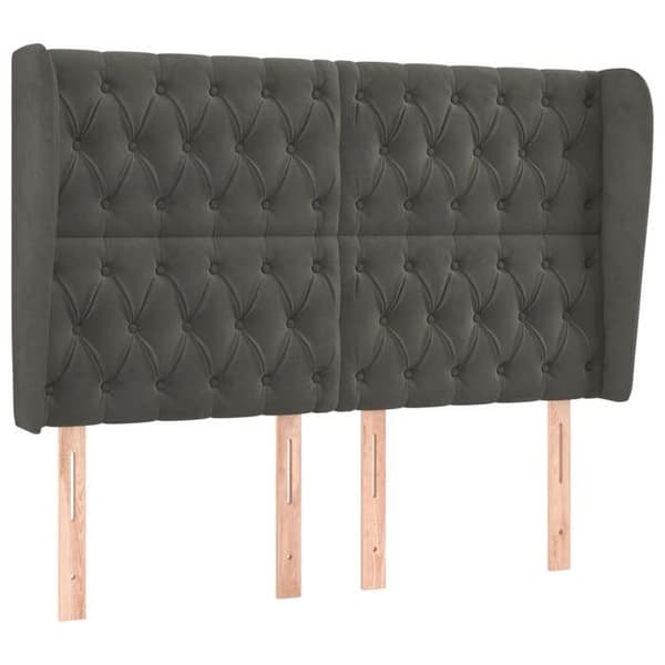 Maison Exclusive - Päätylevy korvilla Tummanharmaa 147x23x118/128 cm Sametti Mörkgrå