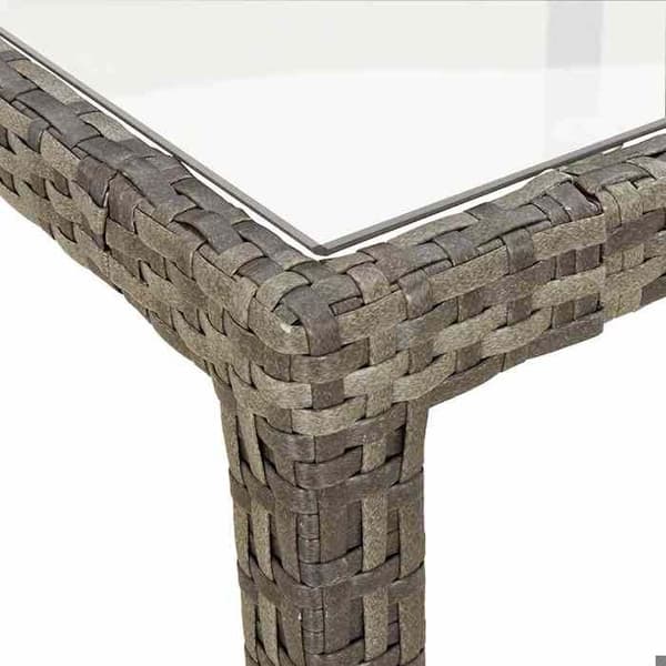Maison Exclusive - Puutarhapöytä 150x90x75 cm Karkaistu lasi ja polyrottinki Harmaa