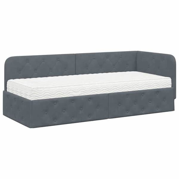 Maison Exclusive - Mörkgrå hörnsängram 80 x 200 cm Sammet