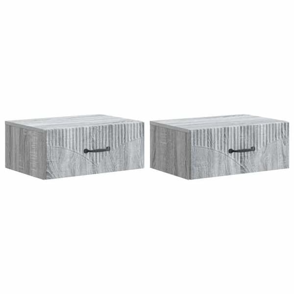 Natskab - EKSKLUSIV HUS - Sonoma grå (sæt af 2) - Spånplader - 1 skuffe + hylde - 49x34,5x20 cm Sonoma grå