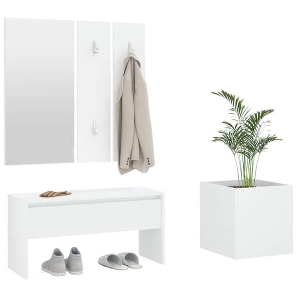 Maison Exclusive - Set med hallmöbler Vit Ingenjörsträ