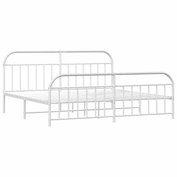 Sengestel - EKSKLUSIV HUS - 193x203 cm - Hvid metal - Lamelseng - Opbevaring under seng Vit