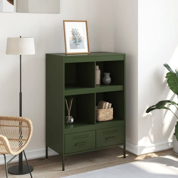 Maison Exclusive - Buffé hög olivgrön 68x39x101,5 cm stål