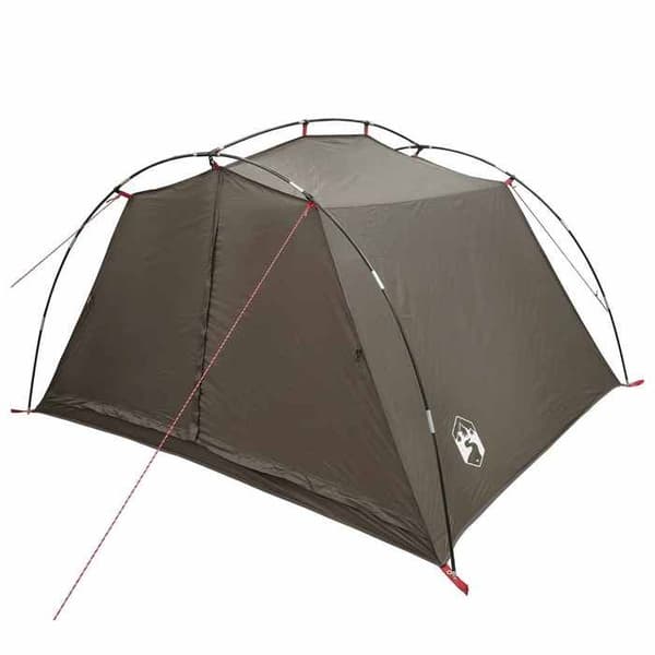 Tältunnel - EXKLUSIVT HUS - 4 platser - Brun/Grå - Polyester 185T PU - Glasfiberstänger