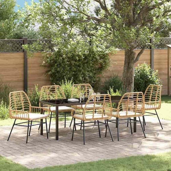 Maison Exclusive - 7 pc spisebordssæt til haven i brun polyrotin brun