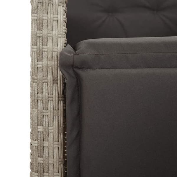 Maison Exclusive - Bistro-set 3 delar med ljusgrå kuddar i flätad resin